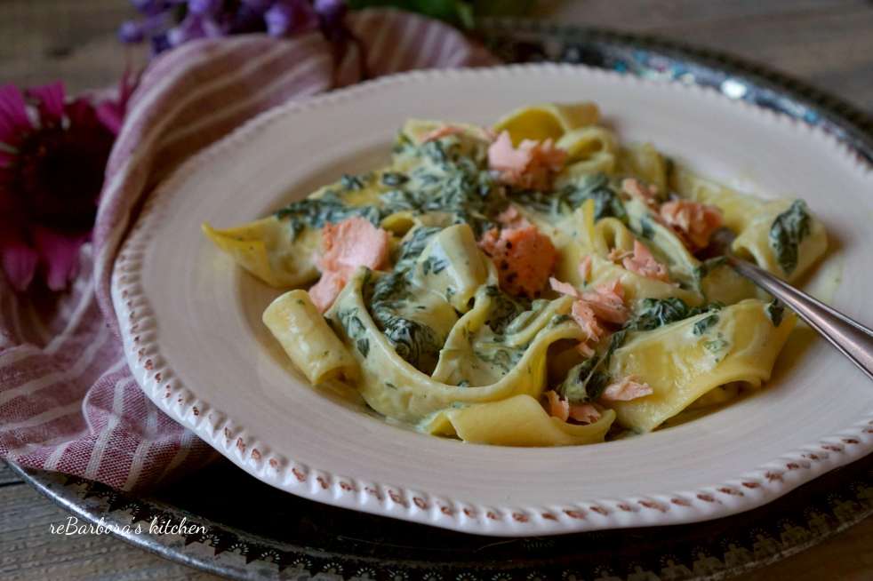 Těstoviny s lososem a špenátem | reBarbora's kitchen