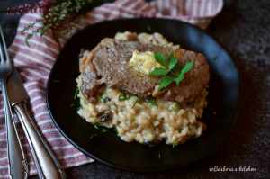 Risotto s houbami a rib eye steak s bylinkovým máslem | reBarbora's kitchen