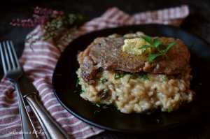 Risotto s houbami a rib eye steak s bylinkovým máslem | reBarbora's kitchen
